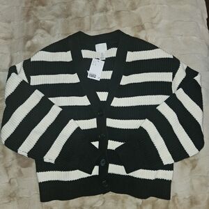 H&M Black and White Striped Cardigan